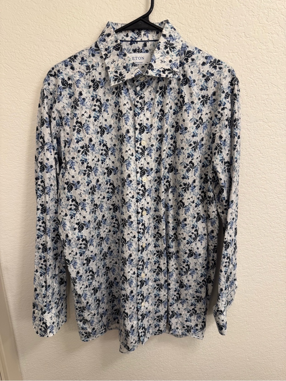 Eton Men's Blue & White‎ Floral Button-Down Shirt